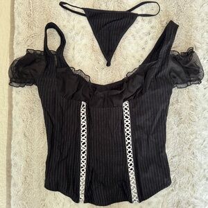 Frederick's of Hollywood Puff Sleeve Corset Top